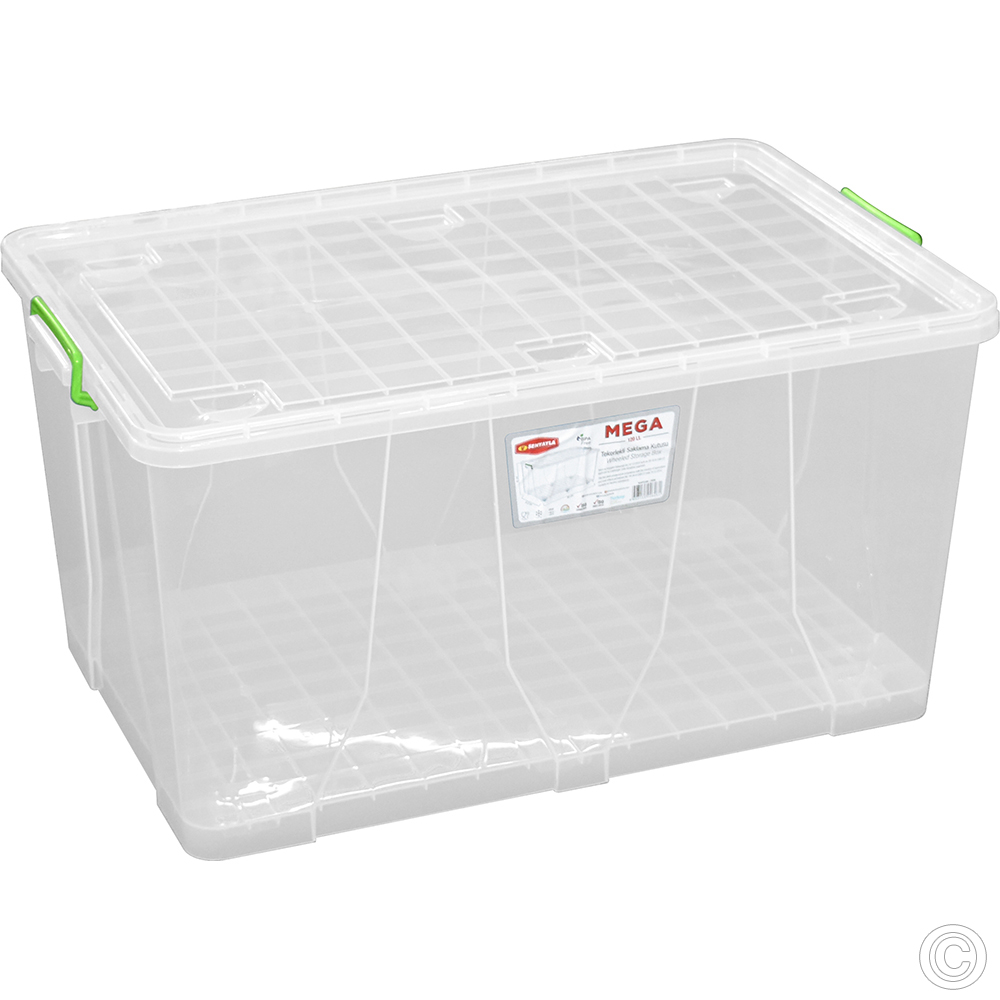 Mega Clip Storage Box 120L w/wheels 80 x 51 x 42cm