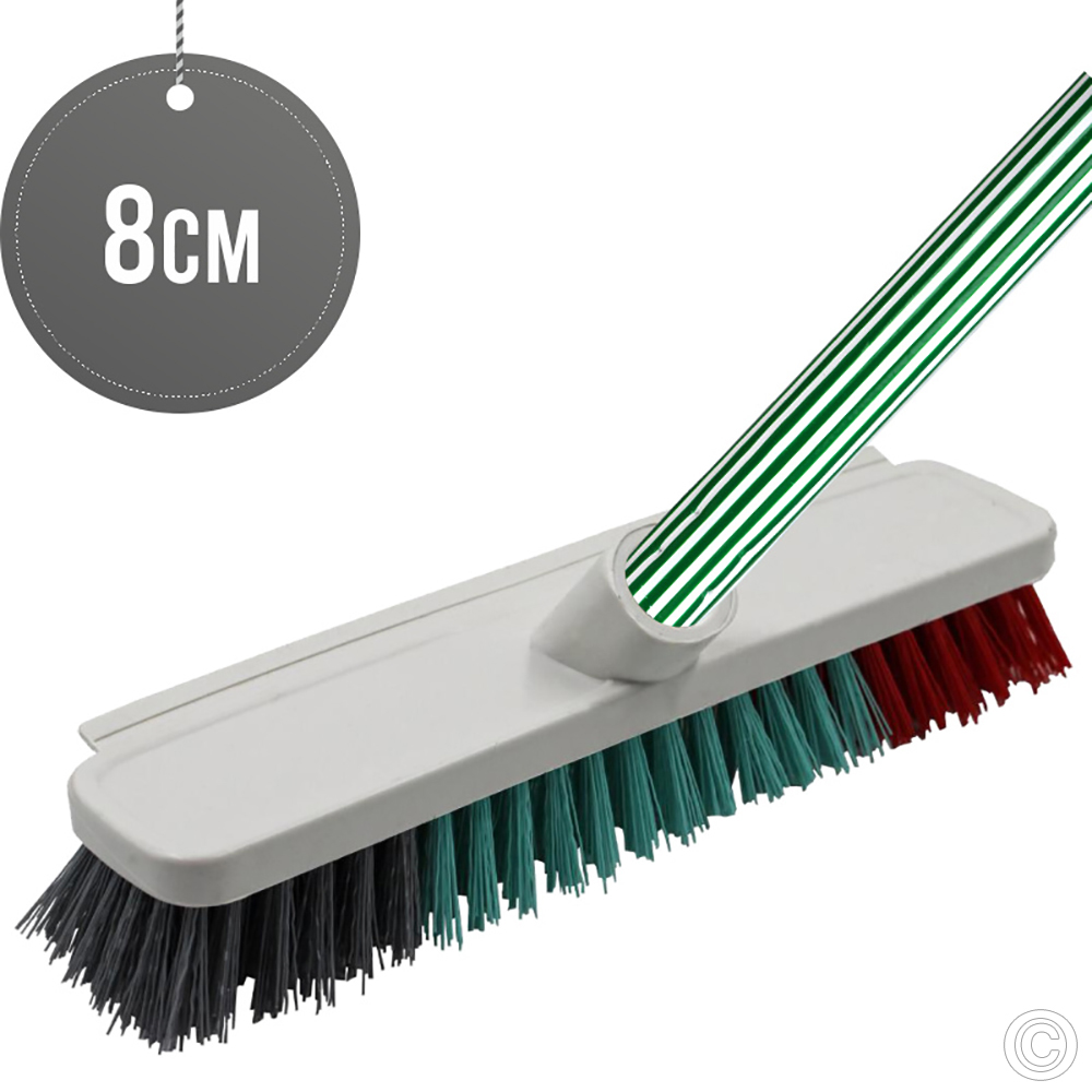 Outdoor Sweeping Deck Brush With Metal Handle (Hard Bristles)