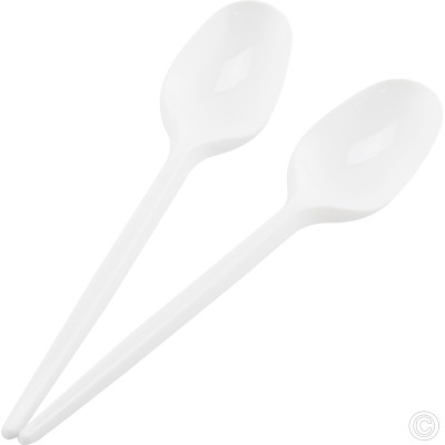Reusable Plastic Tea Spoons White 100 Pack