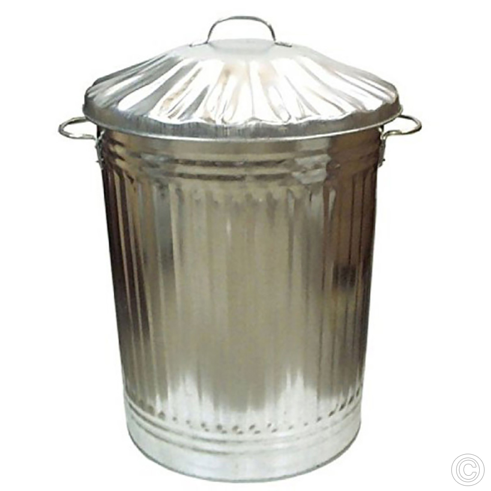 Galvanised Metal Trash Bin Large 90L