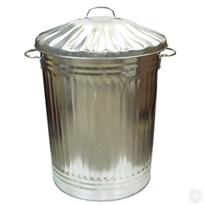 Galvanised Metal Trash Bin Large 90L