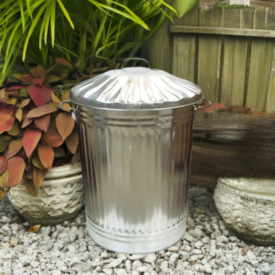 Galvanised Metal Trash Bin Large 90L