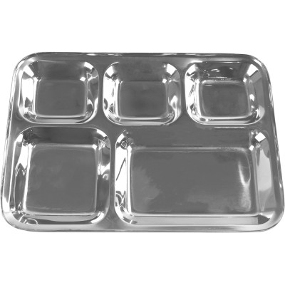 Stainless Steel 5 Compartment Tray 34 x 26 x 2.5cm
