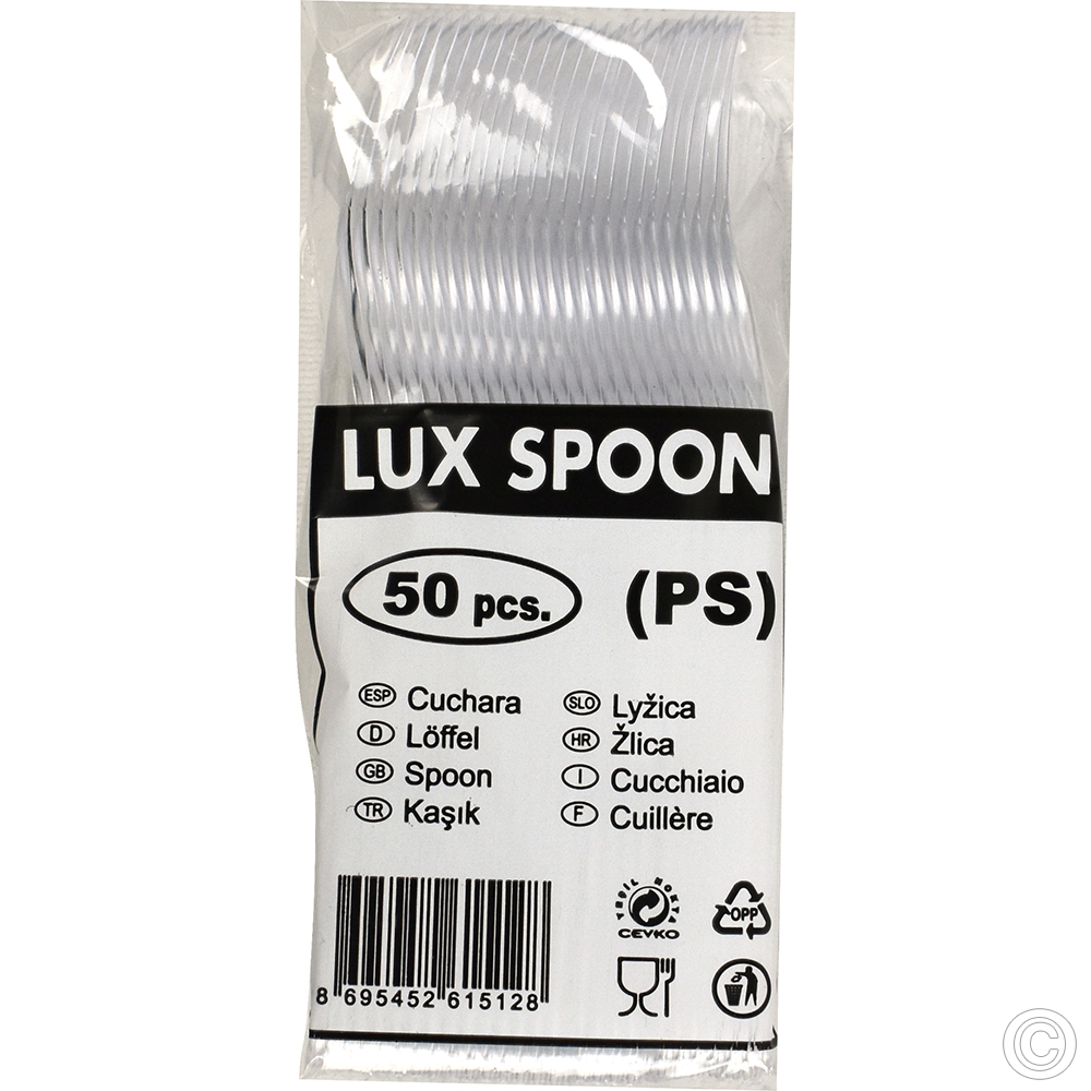 Reusable Heavy Duty Clear Spoon 50 Pack