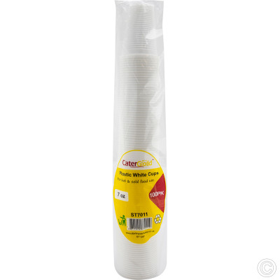 Reusable Plastic Cups 7oz 100 Pack White