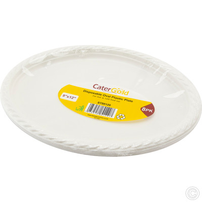 Reusable Plastic Plate Oval 8 Pack