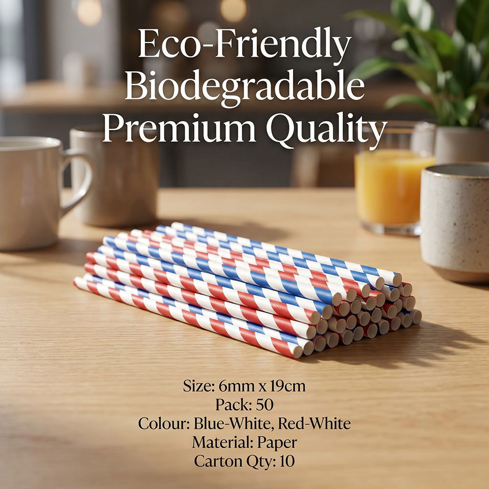 Compostable Paper Straws 6MM x 190MM 50 Pack