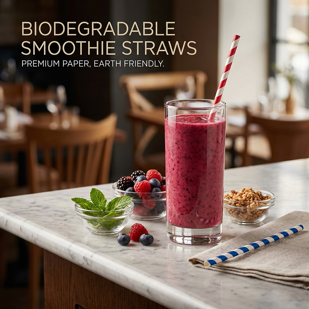 Jumbo Smoothie Paper Straws 10MM x 190MM 40 Pack image