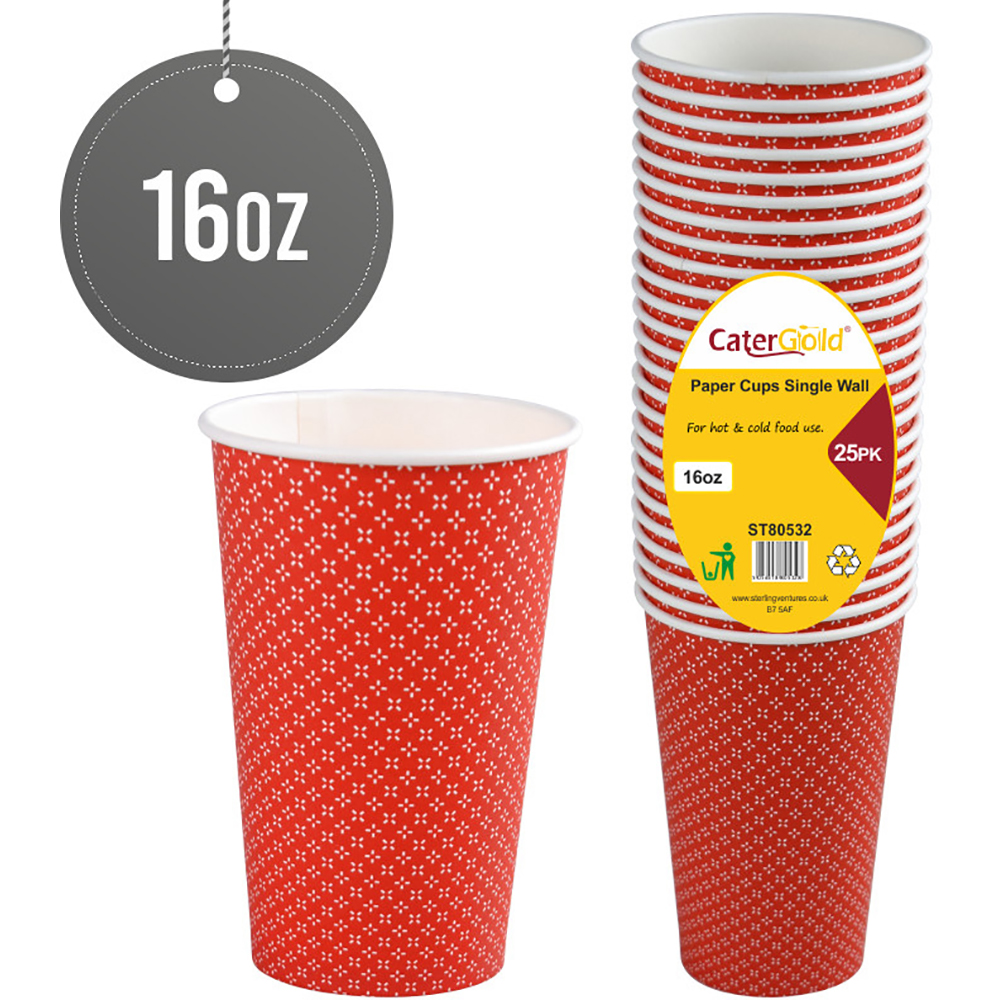 Single Wall Paper 16oz 25 Pack