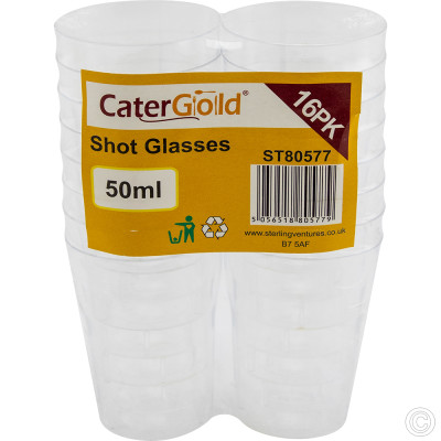 Reusable Shot Glass Clear 50ml 16 Pack