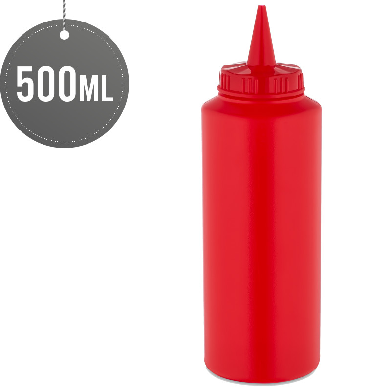 Wide Neck Squeeze Sauce Bottle Red 500ml (17oz)
