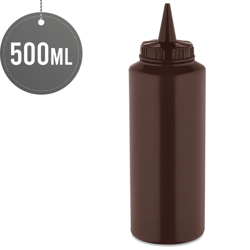 Wide Neck Squeeze Sauce Bottle Brown 500ml (17oz)