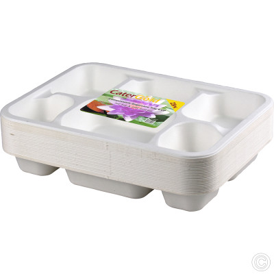 Compostable Bagasse 6CP Tray 25 Pack