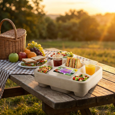 Compostable Bagasse 6CP Tray 25 Pack