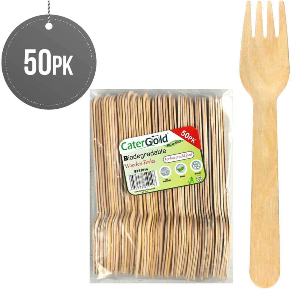 Compostable Wooden Forks 50 Pack
