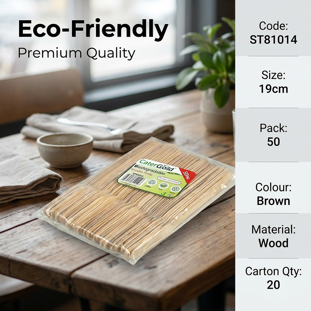 Compostable Wooden Forks 50 Pack Cutlery image