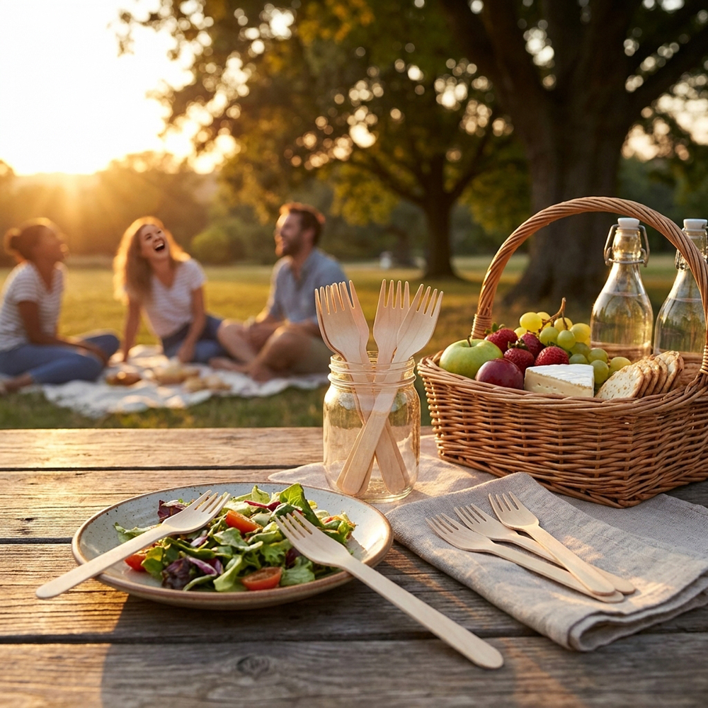 Compostable Wooden Forks 50 Pack Cutlery image