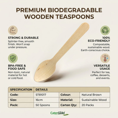 Compostable Wooden Tea Spoons 50 Pack