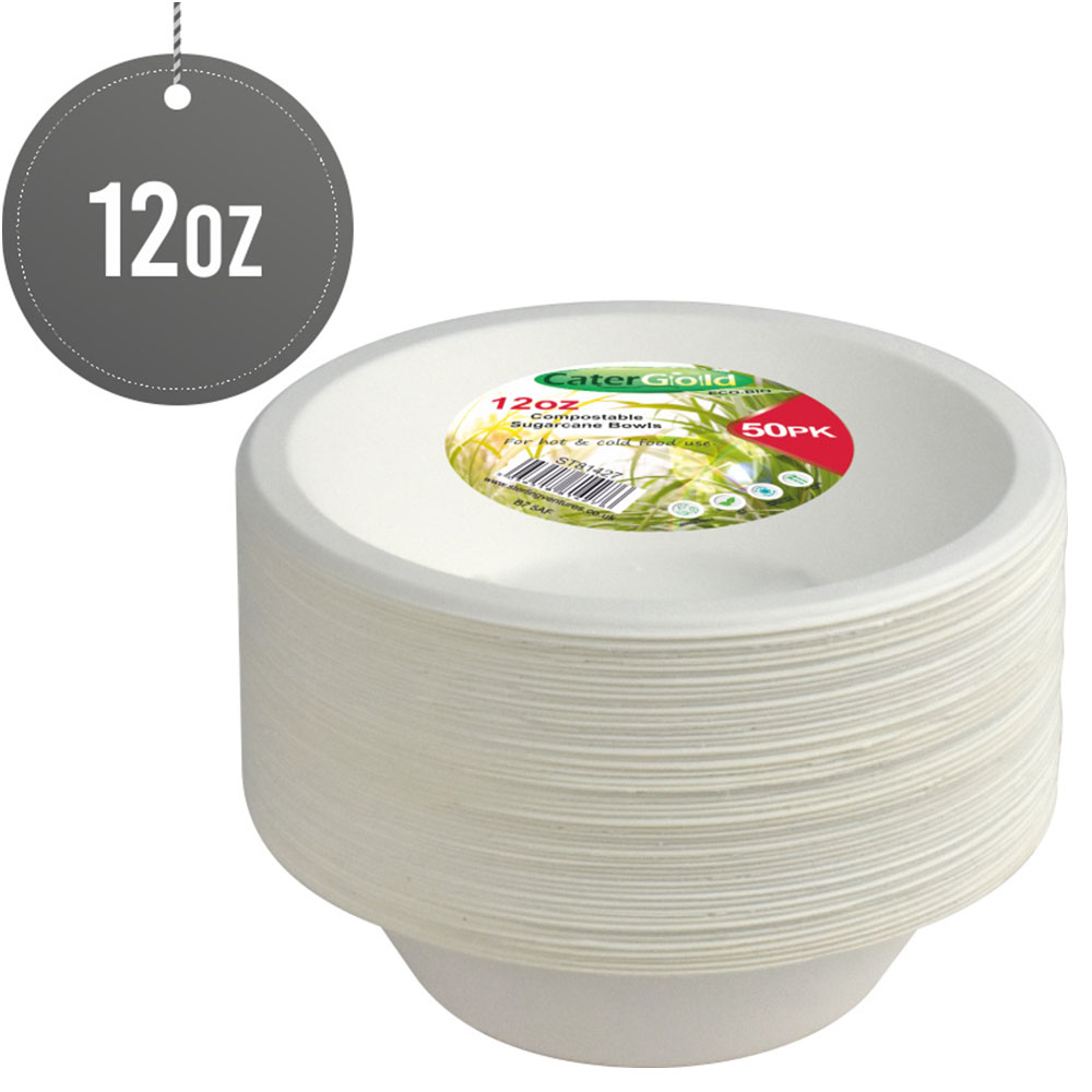 Compostable Bagasse Bowl 12oz 50 Pack