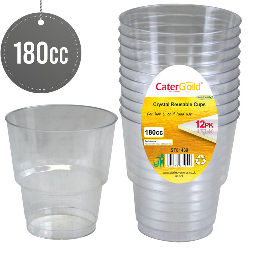 Reusable Crystal Cups 180cc 12 Pack 
