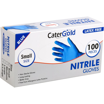 Blue Nitrile Gloves Small Powder Free 100 Pack
