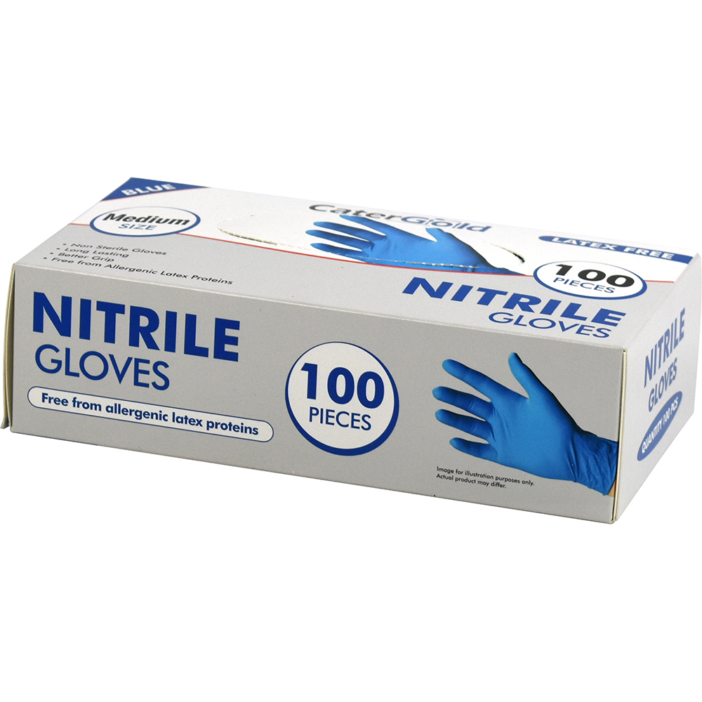 Blue Nitrile Gloves Medium Powder Free 100 Pack