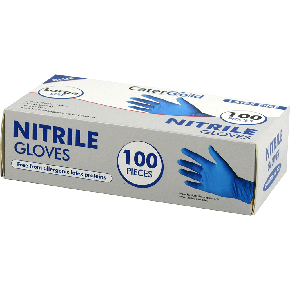 Blue Nitrile Gloves Large Powder Free 100 Pack