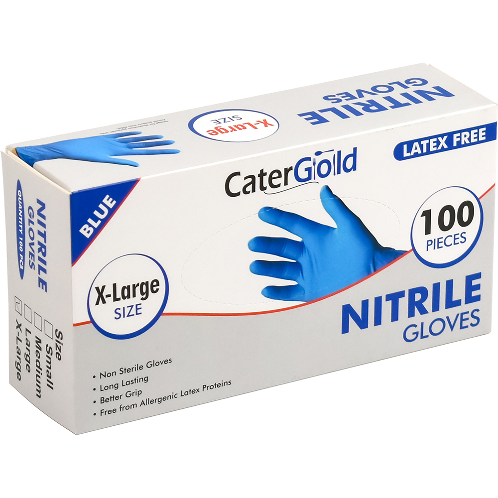 Blue Nitrile Gloves Extra Large XL Powder Free 100 Pack