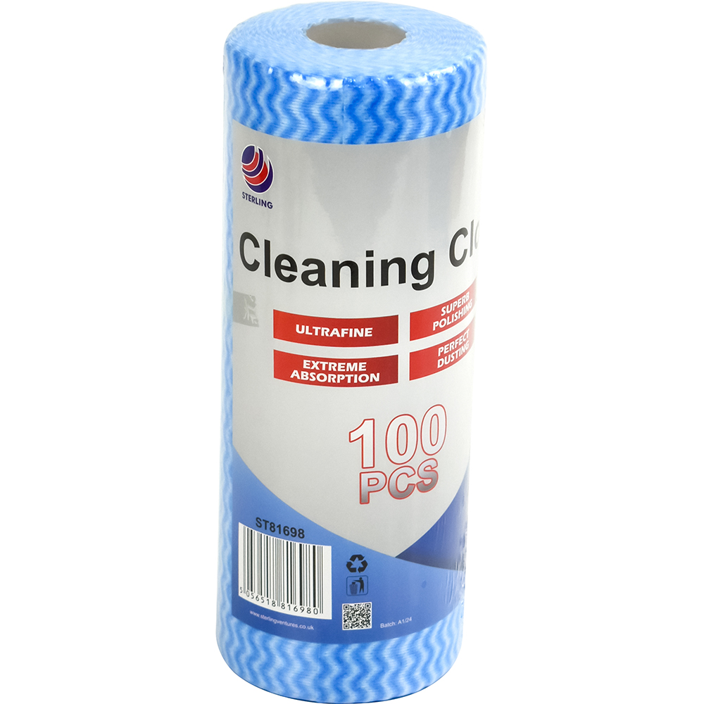 Non-Woven Cloth Rolls Blue 100 Pack