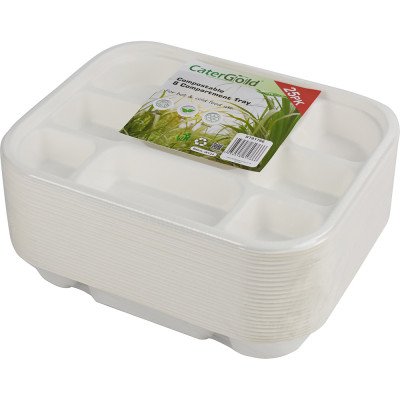 Compostable Bagasse 8CP Tray 25 Pack