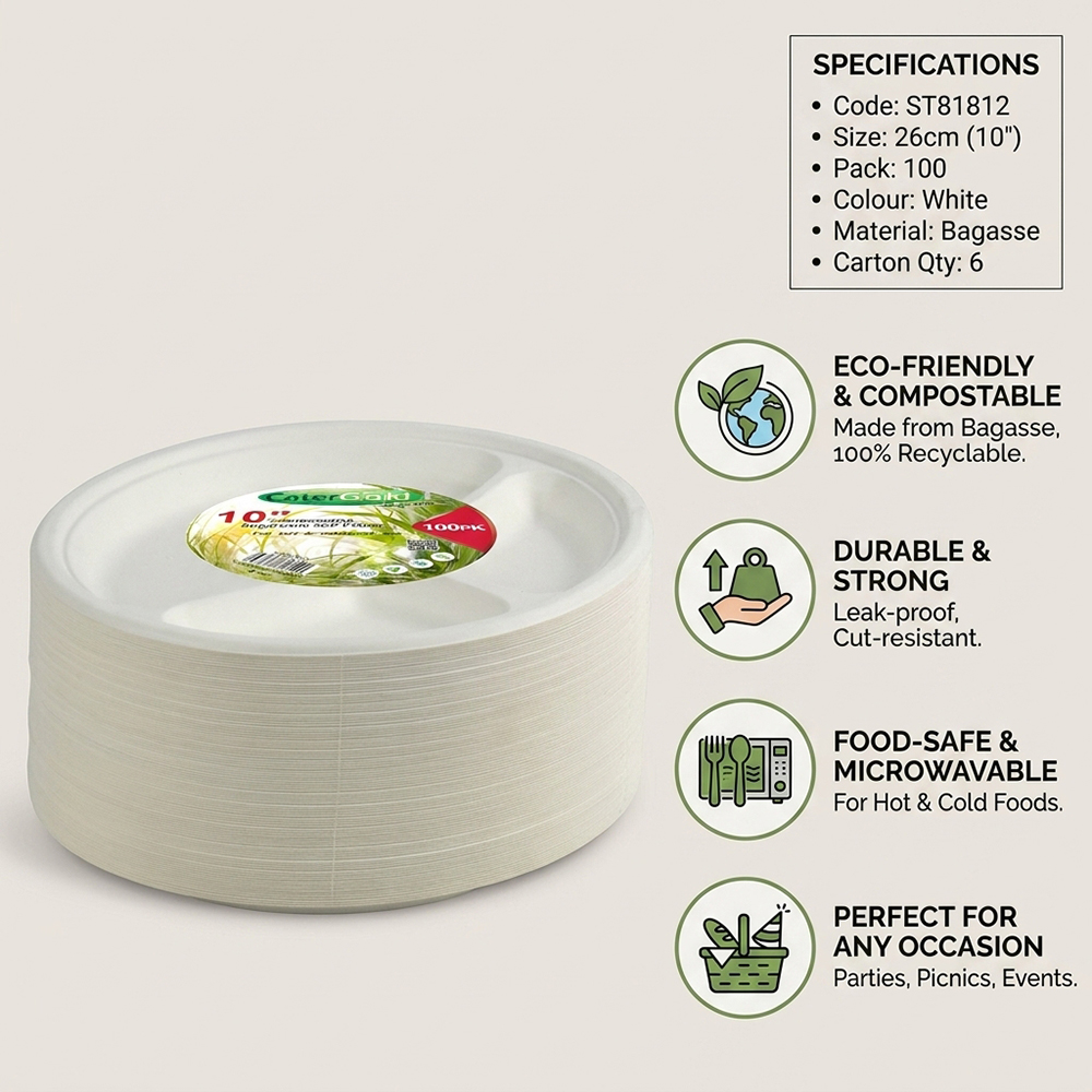 Compostable Bagasse Plate 10