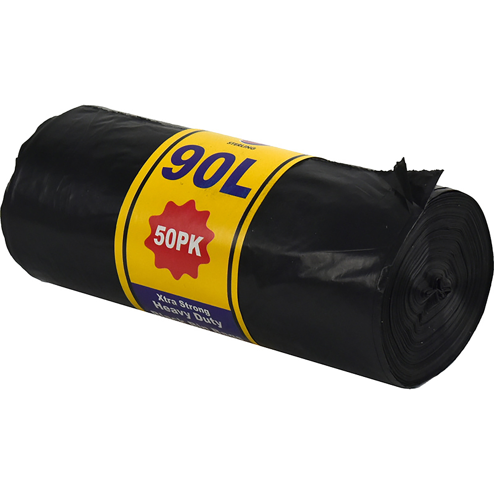 Extra Heavy Duty Black Bin Bags 90L 50 Pack