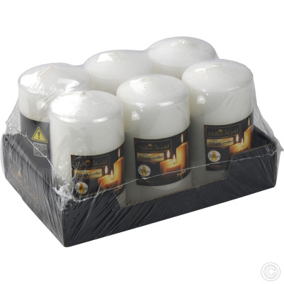 Pillar Candles White 17 Hours 6 Pack (5x9 cm)