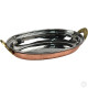 Copper Steel Oval Dish W/Brass Handles No2 8
