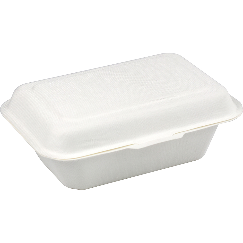 Compostable Bagasse Clamshell Lunch Box 600ml 7.5