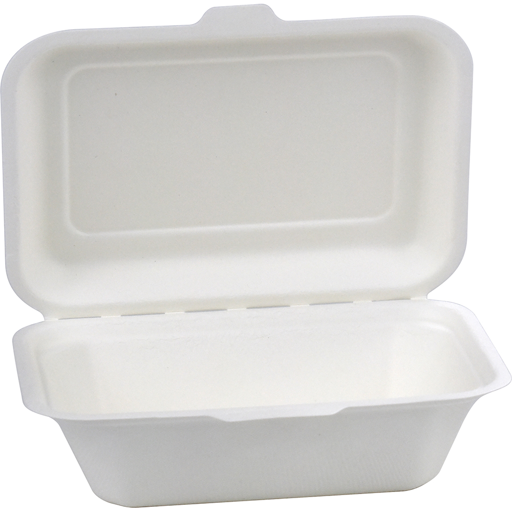 Compostable Bagasse Clamshell Lunch Box 600ml 7.5