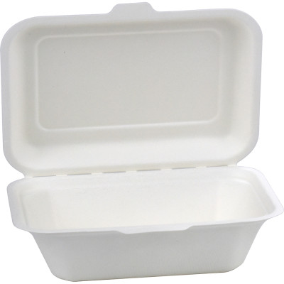 Compostable Bagasse Clamshell Lunch Box 600ml 7.5