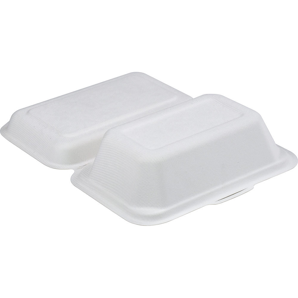 Compostable Bagasse Clamshell Lunch Box 600ml 7.5
