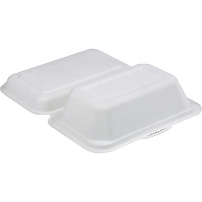 Compostable Bagasse Clamshell Lunch Box 600ml 7.5