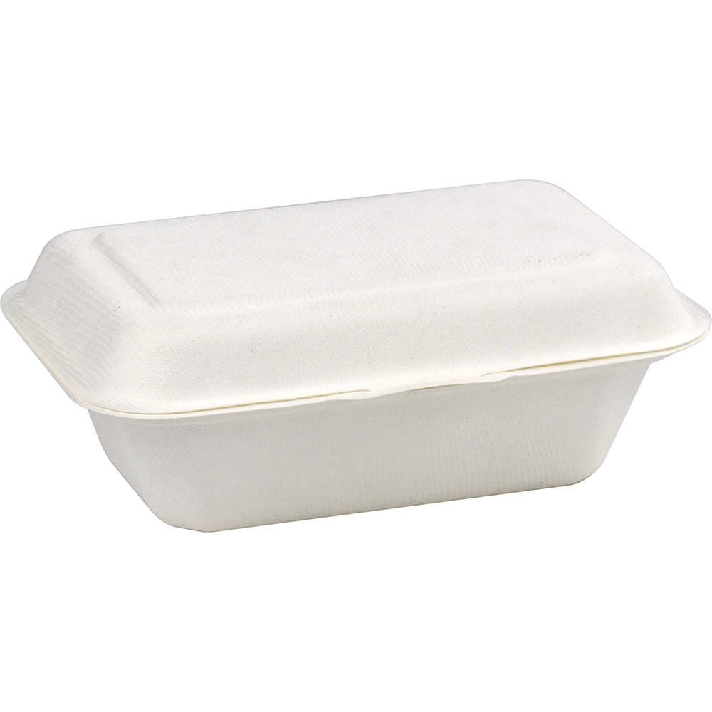 Compostable Bagasse Clamshell Lunch Box 600ml 7.5