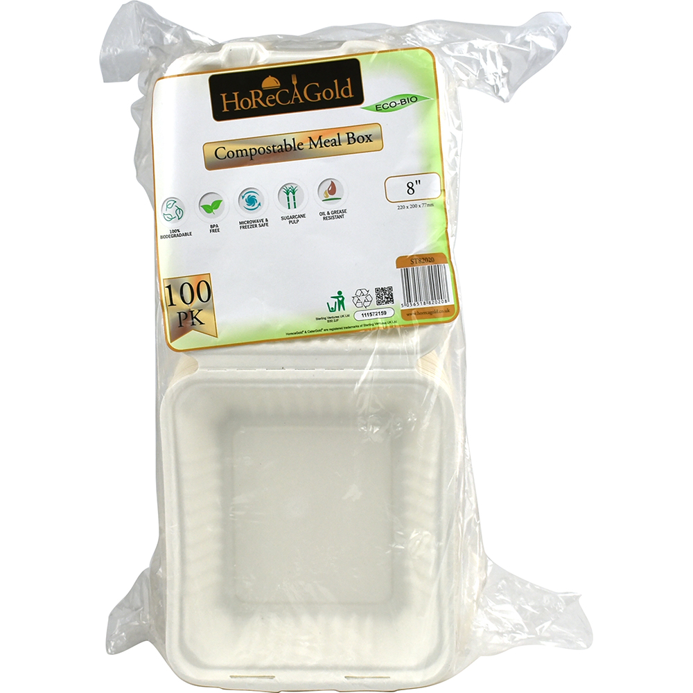 Compostable Bagasse Clamshell Meal Box 8