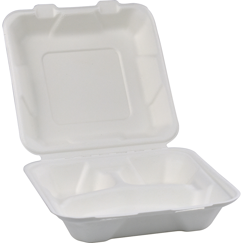 Compostable Bagasse Clamshell 3CP Meal Box 8