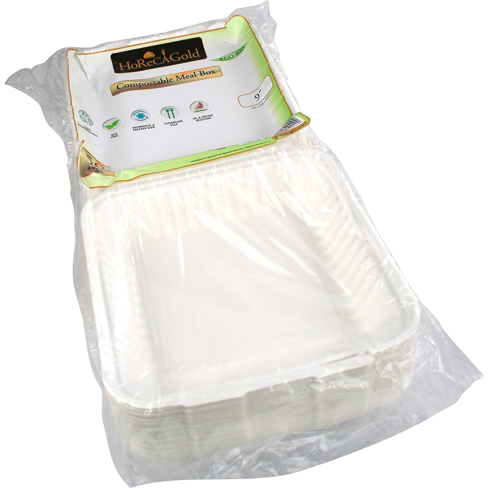 Compostable Bagasse Clamshell Meal Box 9