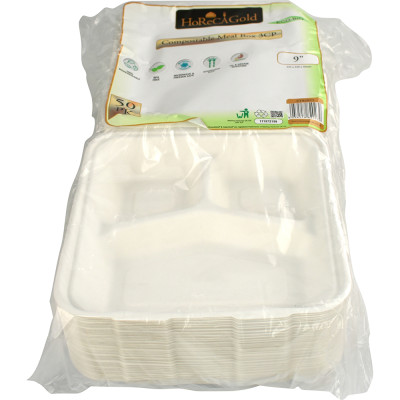 Compostable Bagasse Clamshell 3CP Meal Box 9