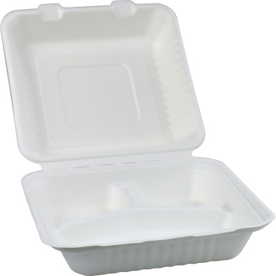 Compostable Bagasse Clamshell 3CP Meal Box 9