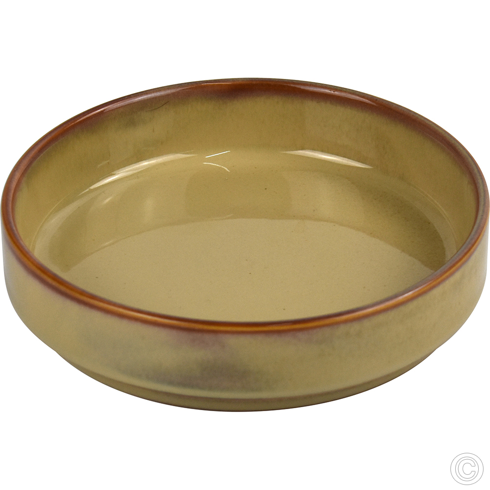Porcelain Round Stacking Tray 450ML 15Oz Reactive Glaze Brown 