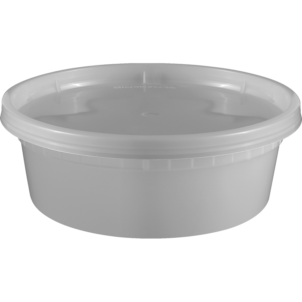 Microwavable Food Takeaway Container and Lids Round Heavy Duty Clear 8oz 240 Pack