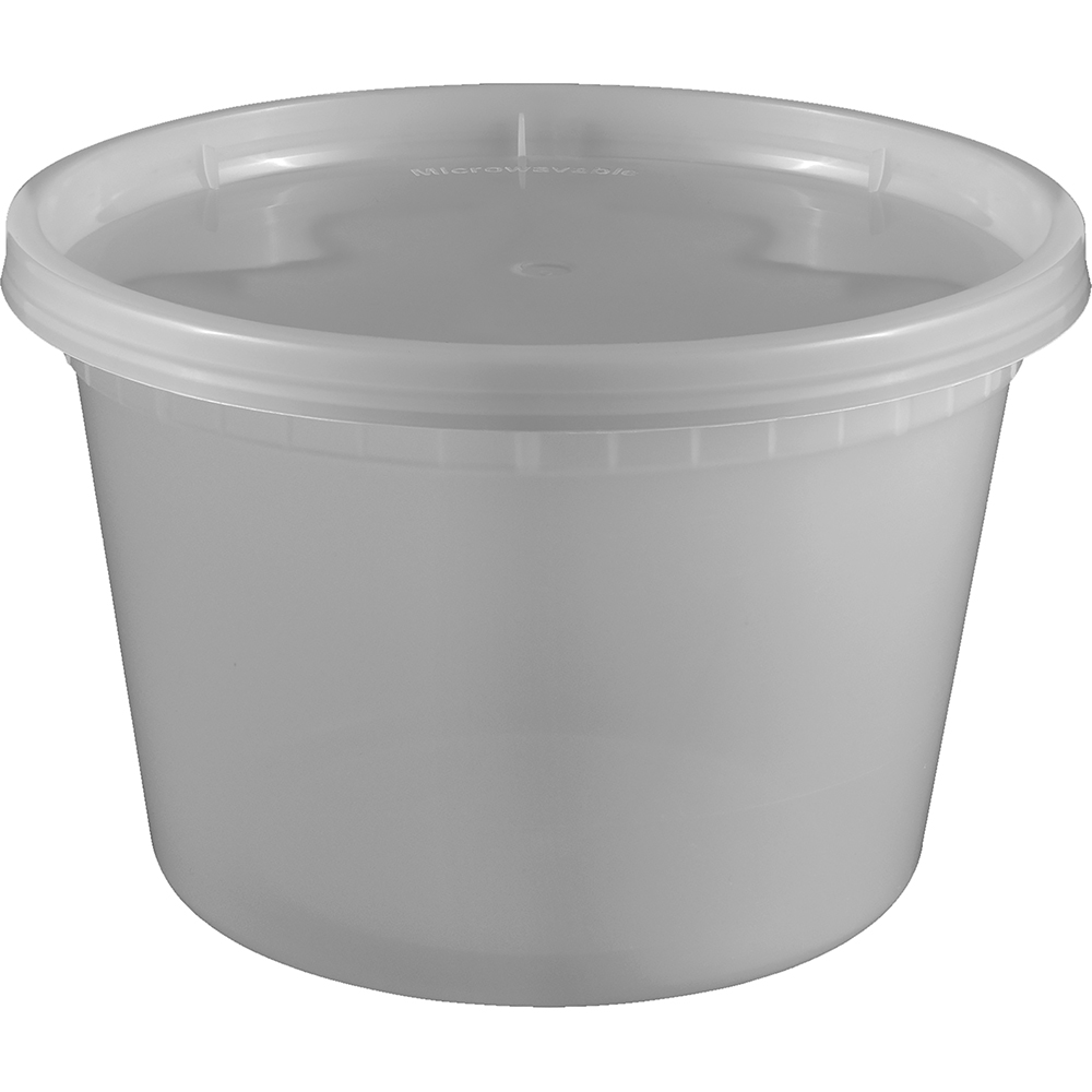 Microwavable Food Takeaway Container and Lids Round Heavy Duty Clear 16oz 240 Pack