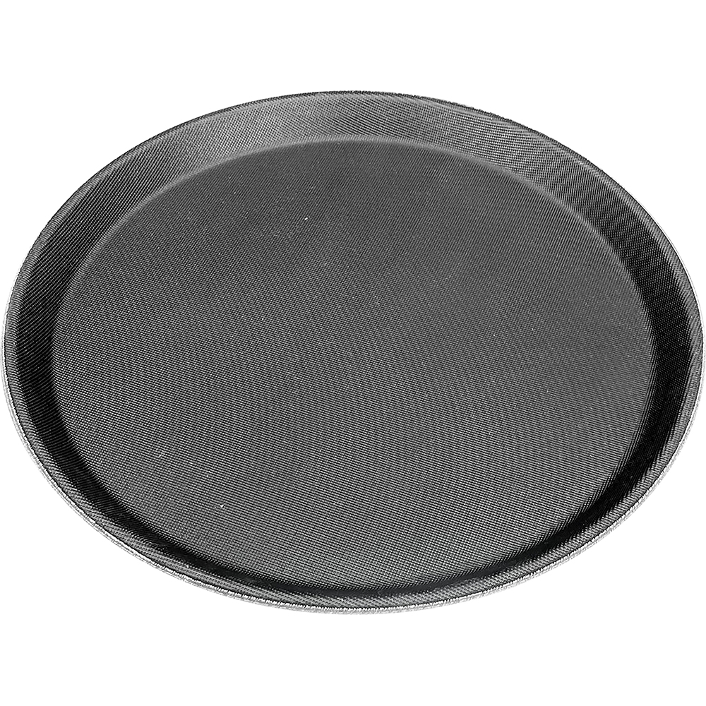 HorecaGold Anti Slip Round Plastic Tray Black 27.5cm