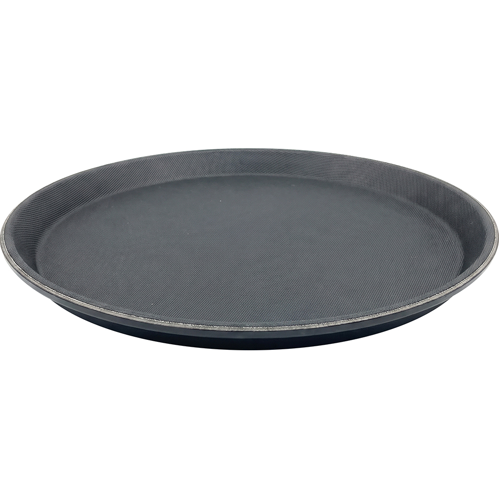 HorecaGold Anti Slip Round Plastic Tray Black 35.5cm